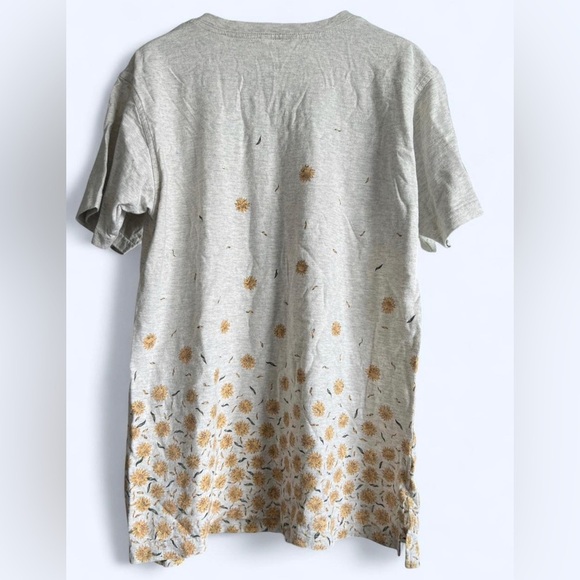 90s Northern Reflections Womens Grey Sunflower Floral Cotton Short Sleeve Medium - Picture 2 of 9